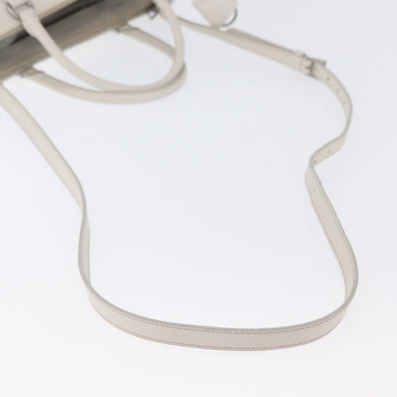 PRADA Hand Bag Safiano leather 2way White Silver Auth ka3399V