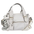 Chloe Shoulder Bag Leather 2way White Silver Auth ka340-1
