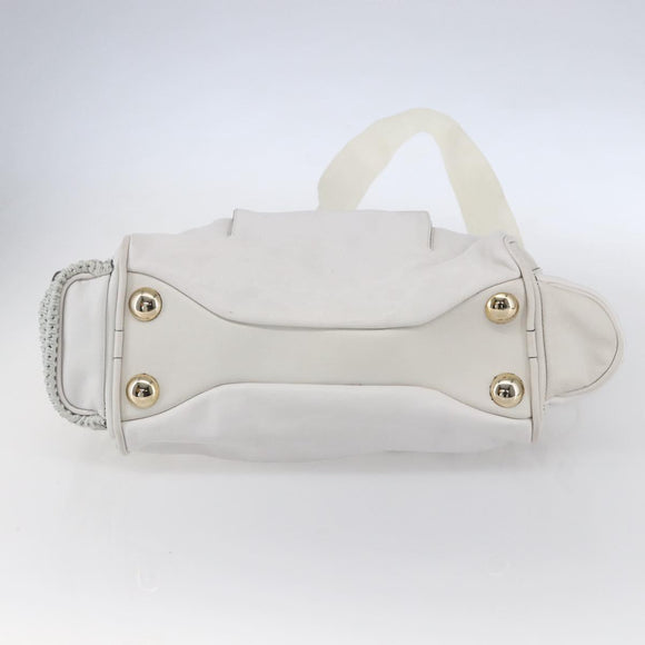 Chloe Shoulder Bag Leather 2way White Silver Auth ka340