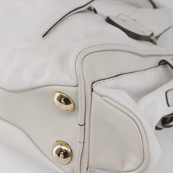 Chloe Shoulder Bag Leather 2way White Silver Auth ka340
