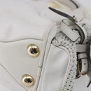Chloe Shoulder Bag Leather 2way White Silver Auth ka340-18