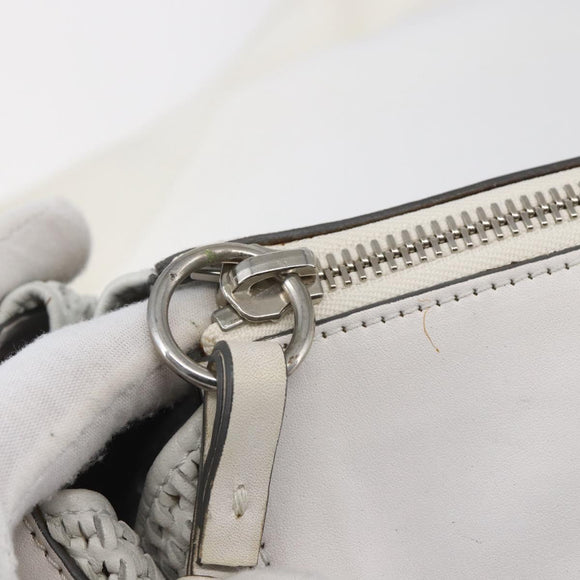 Chloe Shoulder Bag Leather 2way White Silver Auth ka340