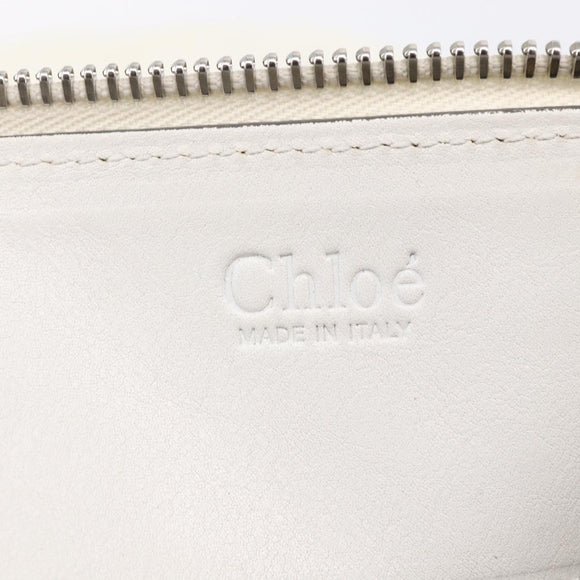 Chloe Shoulder Bag Leather 2way White Silver Auth ka340
