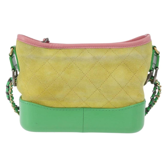 CHANEL Chain Gabriel Dohobo Shoulder Bag Suede Green Gold CC Auth ka3407A