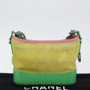 CHANEL Chain Gabriel Dohobo Shoulder Bag Suede Green Gold CC Auth ka3407A-12