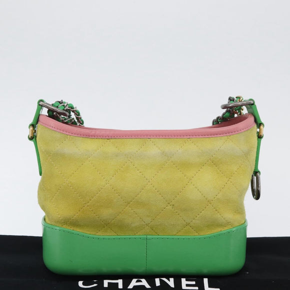 CHANEL Chain Gabriel Dohobo Shoulder Bag Suede Green Gold CC Auth ka3407A
