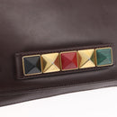 VALENTINO Ketting Schoudertas Leer Bruin Goud Auth ka3408A-18