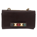 VALENTINO Ketting Schoudertas Leer Bruin Goud Auth ka3408A-13