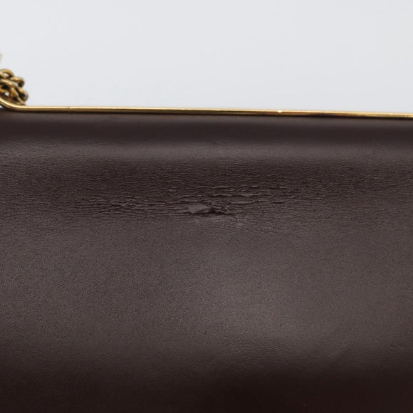 VALENTINO Ketting Schoudertas Leer Bruin Goud Auth ka3408A