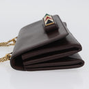 VALENTINO Ketting Schoudertas Leer Bruin Goud Auth ka3408A-5