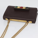 VALENTINO Ketting Schoudertas Leer Bruin Goud Auth ka3408A-7