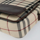 BURBERRY Nova Check Shoulder Bag Canvas Beige Silver Auth ka341-9