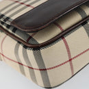 BURBERRY Nova Check Shoulder Bag Canvas Beige Silver Auth ka341-14