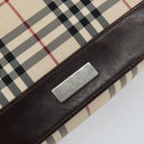 BURBERRY Nova Check Shoulder Bag Canvas Beige Silver Auth ka341-17