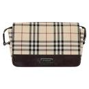 BURBERRY Nova Check Shoulder Bag Canvas Beige Silver Auth ka341-13