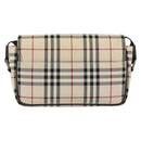 BURBERRY Nova Check Shoulder Bag Canvas Beige Silver Auth ka341-2