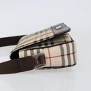 BURBERRY Nova Check Shoulder Bag Canvas Beige Silver Auth ka341-4