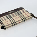 BURBERRY Nova Check Shoulder Bag Canvas Beige Silver Auth ka341-6