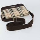 BURBERRY Nova Check Shoulder Bag Canvas Beige Silver Auth ka341-7