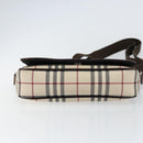 BURBERRY Nova Check Shoulder Bag Canvas Beige Silver Auth ka341-5