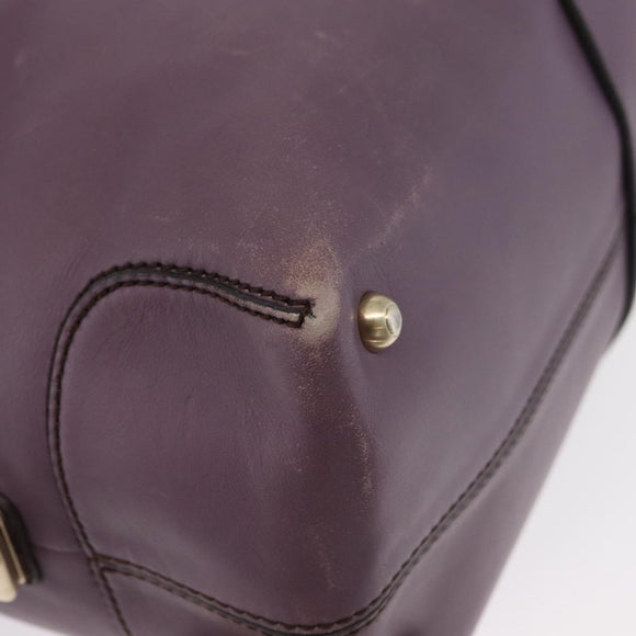 TOD’S Hand Bag Leather 2way Purple Gold Auth ka3411