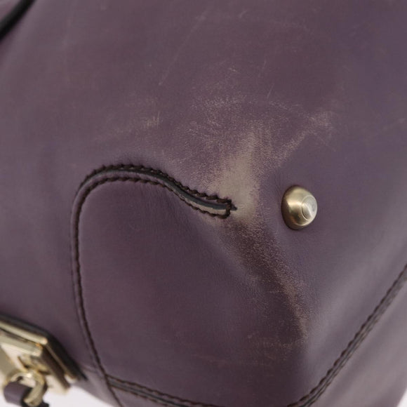 TOD’S Hand Bag Leather 2way Purple Gold Auth ka3411