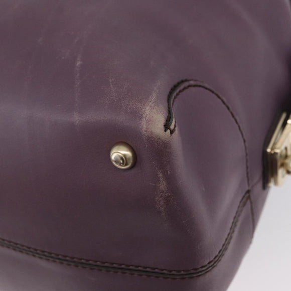 TOD’S Hand Bag Leather 2way Purple Gold Auth ka3411