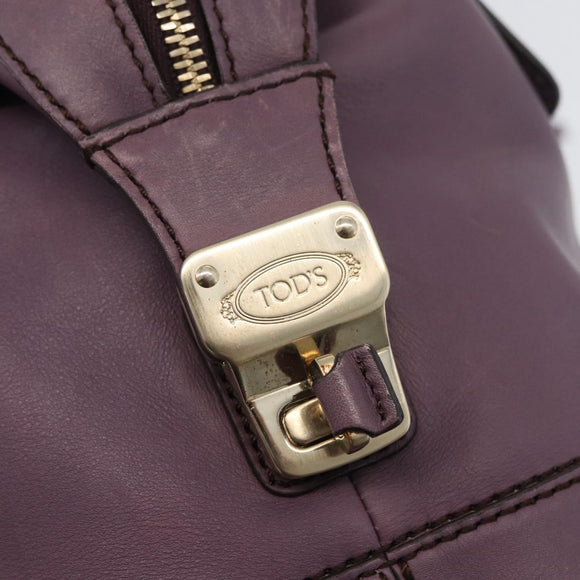 TOD’S Hand Bag Leather 2way Purple Gold Auth ka3411