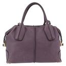 TOD’S Hand Bag Leather 2way Purple Gold Auth ka3411-2