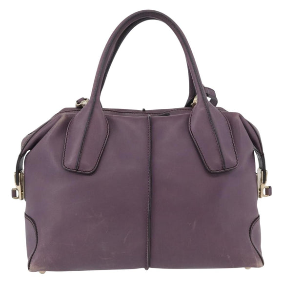 TOD’S Hand Bag Leather 2way Purple Gold Auth ka3411
