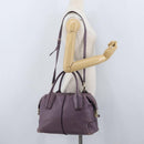 TOD’S Hand Bag Leather 2way Purple Gold Auth ka3411-25