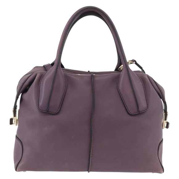 TOD’S Hand Bag Leather 2way Purple Gold Auth ka3411