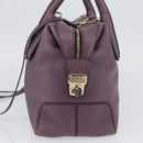 TOD’S Hand Bag Leather 2way Purple Gold Auth ka3411-4