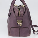 TOD’S Hand Bag Leather 2way Purple Gold Auth ka3411-5