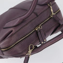 TOD’S Hand Bag Leather 2way Purple Gold Auth ka3411-6
