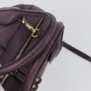 TOD’S Hand Bag Leather 2way Purple Gold Auth ka3411-7