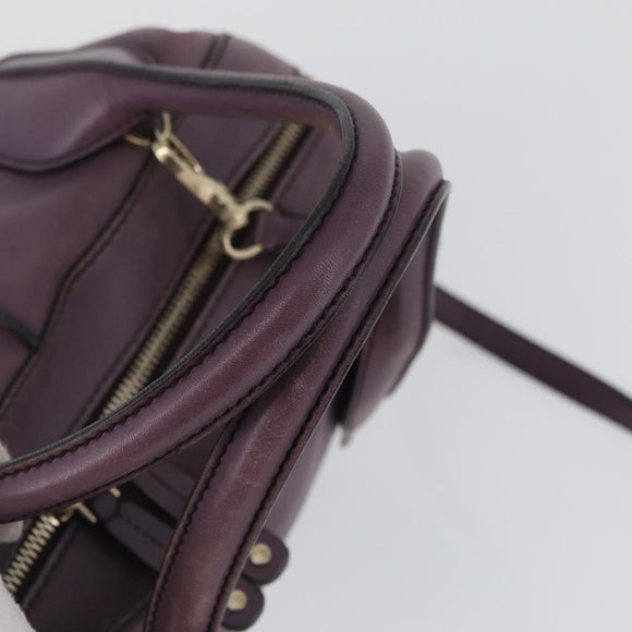 TOD’S Hand Bag Leather 2way Purple Gold Auth ka3411