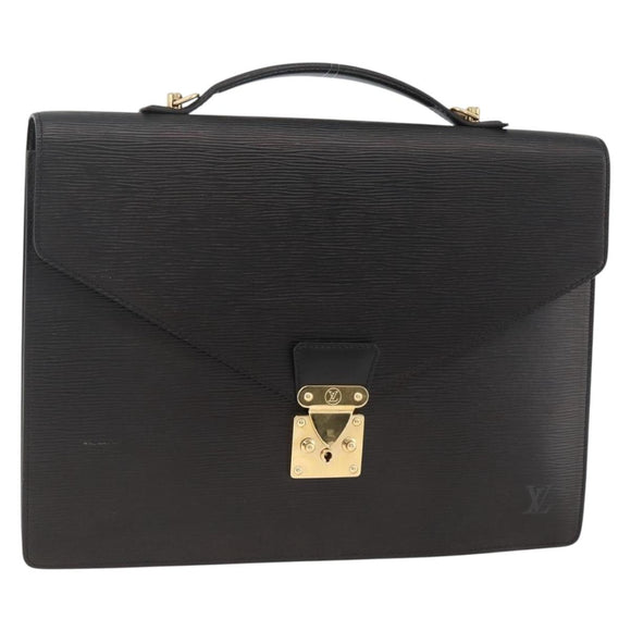 LOUIS VUITTON Epi Porte Documents Bandouliere Briefcase Black M54462 Auth ka3413
