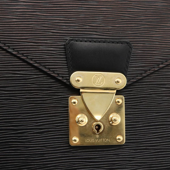 LOUIS VUITTON Epi Porte Documents Bandouliere Briefcase Black M54462 Auth ka3413
