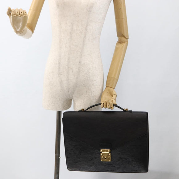 LOUIS VUITTON Epi Porte Documents Bandouliere Briefcase Black M54462 Auth ka3413