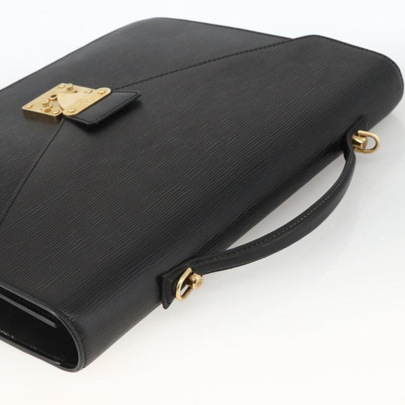 LOUIS VUITTON Epi Porte Documents Bandouliere Briefcase Black M54462 Auth ka3413