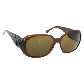 CHANEL Camelia Sunglasses plastic Brown CC Auth ka3420A
