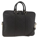 GUCCI GG Canvas Guccissima Bag Leather 2way Black Gold 208463 Auth ka3424-1