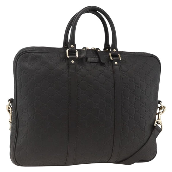 GUCCI GG Canvas Guccissima Bag Leather 2way Black Gold 208463 Auth ka3424