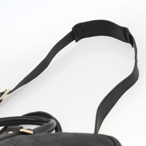 GUCCI GG Canvas Guccissima Bag Leather 2way Black Gold 208463 Auth ka3424