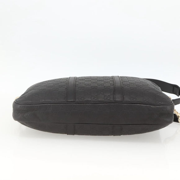 GUCCI GG Canvas Guccissima Bag Leather 2way Black Gold 208463 Auth ka3424