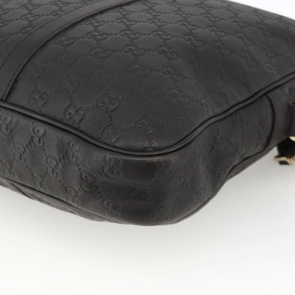 GUCCI GG Canvas Guccissima Bag Leather 2way Black Gold 208463 Auth ka3424