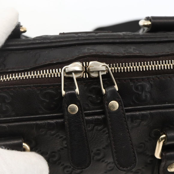 GUCCI GG Canvas Guccissima Bag Leather 2way Black Gold 208463 Auth ka3424