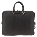 GUCCI GG Canvas Guccissima Bag Leather 2way Black Gold 208463 Auth ka3424-2