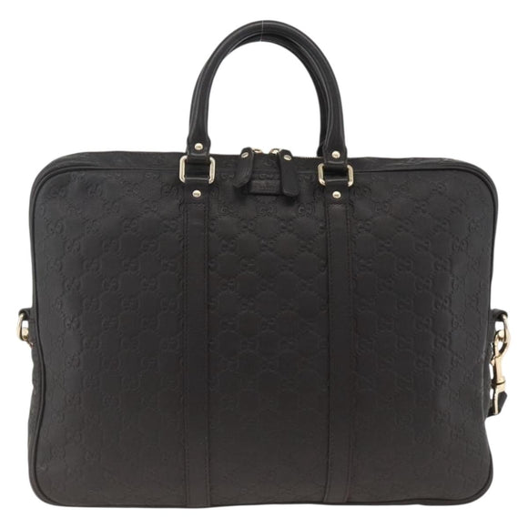 GUCCI GG Canvas Guccissima Bag Leather 2way Black Gold 208463 Auth ka3424
